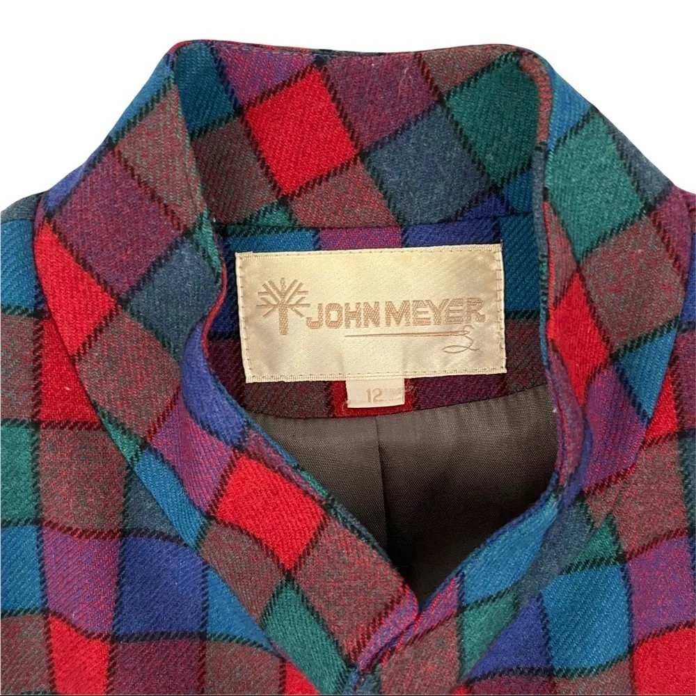 VINTAGE Checkered Wool Blazer - Picture 11 of 12